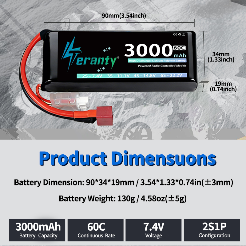 TERANTY 2S 3000mAh Lipo Batter - Drone Battery Connector avaliação e preço