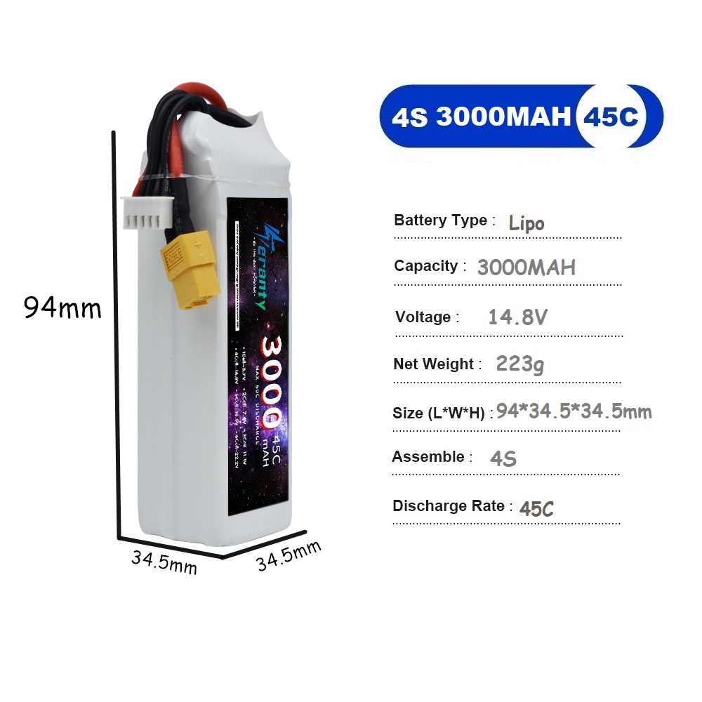 4S LiPo Battery 14.8V 1500mah  - Drone Battery Li-Ion avaliação e preço