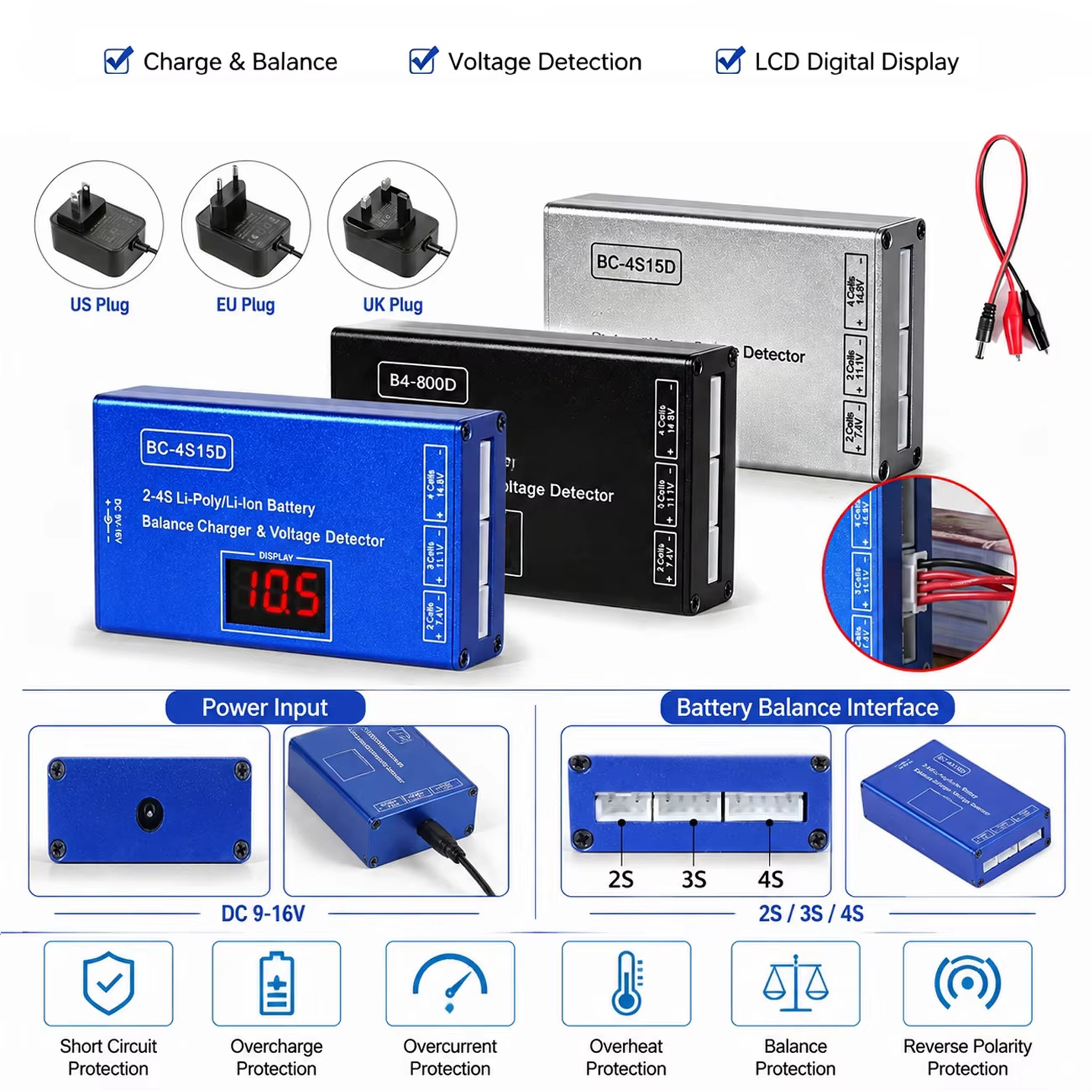 BC-4S15D 2-4S Lithium Balance  - Drone Battery Voltage Checker avaliação e preço