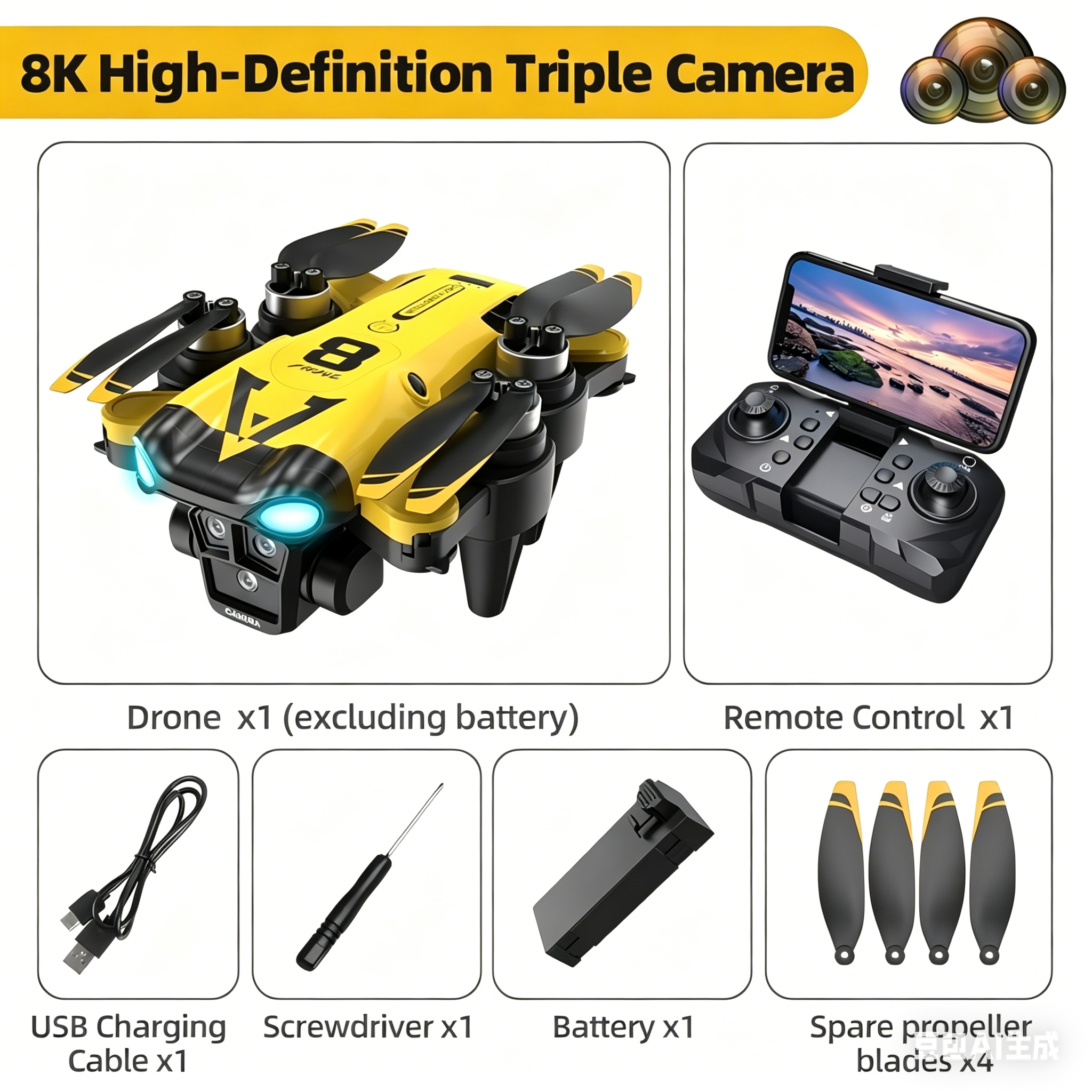 New Quadcopter with Triple Cam - Drone Battery Box avaliação e preço