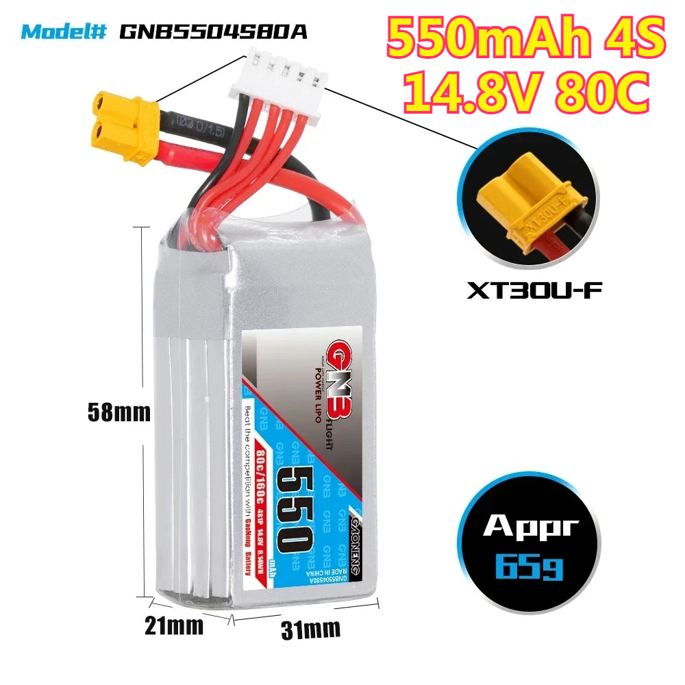550mAh 4S 14.8V 80C with XT30  - Drone Battery 4S avaliação e preço