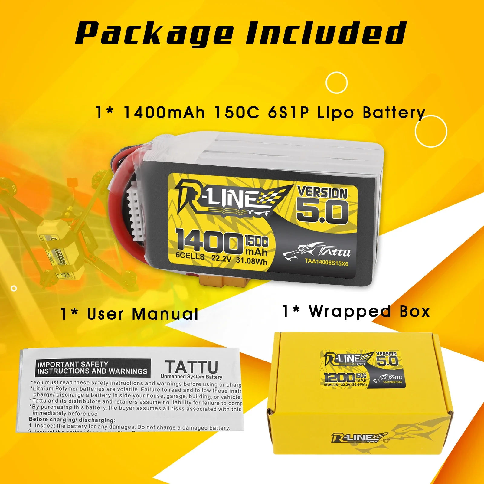 Tattu R-Line 1200mAh 1400mAh 6 - Drone Battery 6S avaliação e preço